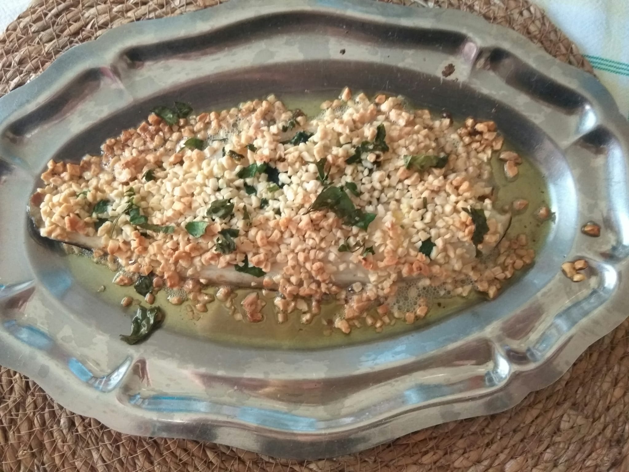 Lubina  con Costra de Pistacho o de Almendras
