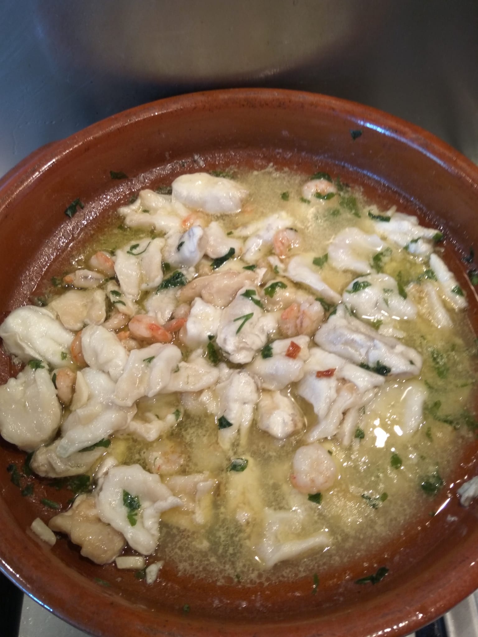 Cocochas de Bacalao con Gambas